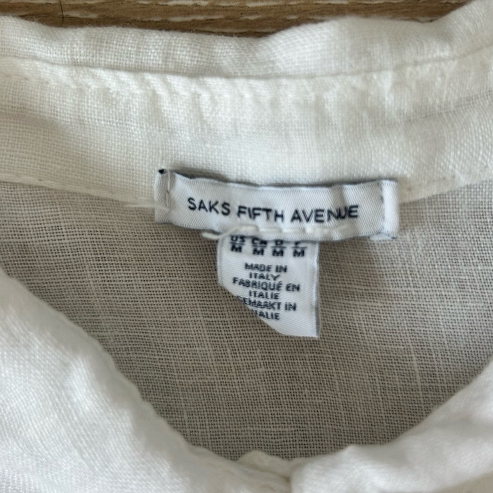 Saks Fifth Avenue White Linen Blouse - M - Picture 3 of 7